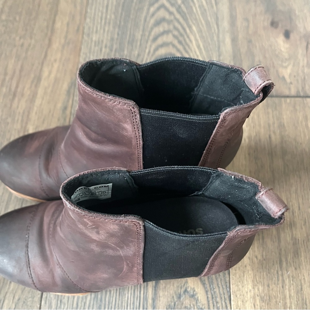 Women’s Sorel Lea Wedge Chelsea Bootie, Redwood brown size 7.5 - Picture 10 of 13